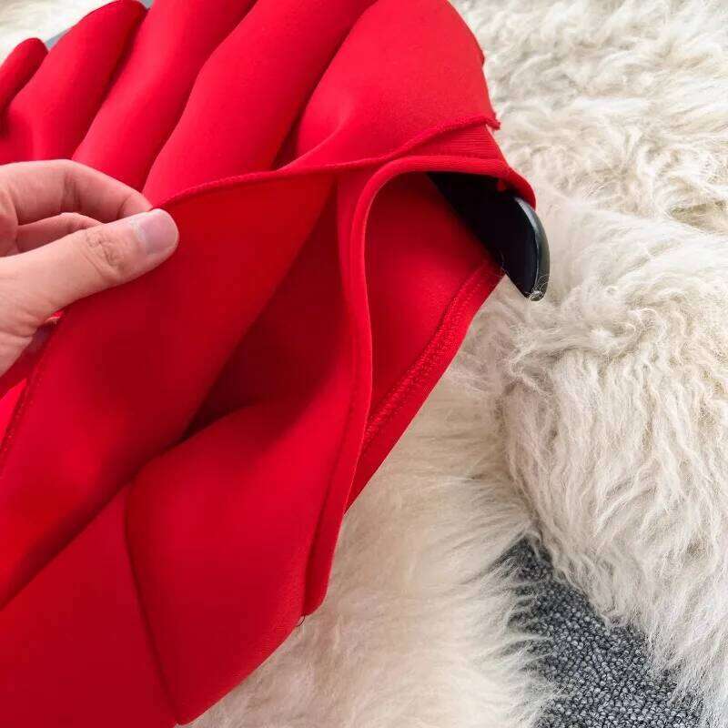 Chic One Shoulder Pleated Sleeveless Solid A-Line High Waist Evening Party Strapless Dress Women Summer Vestidos Clothing