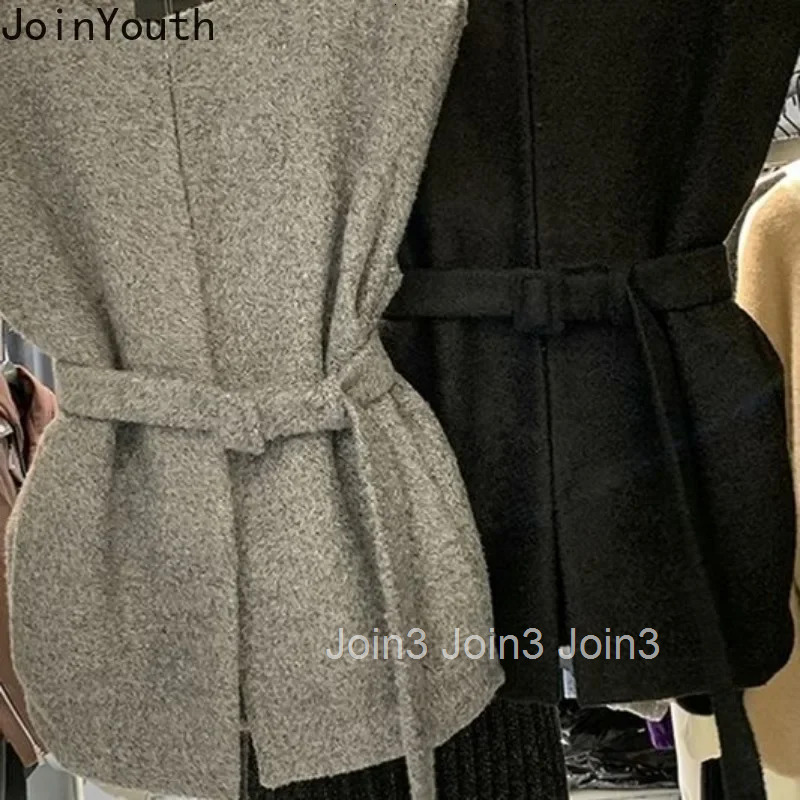 Korean Vest for Women 2025 Roopa Mujer Vintage Sleeveless Loose Tanks O-neck Sleeveless Tunic Bandage Solid Color Cropped Tops