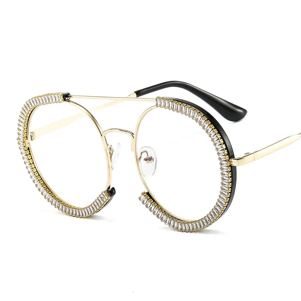 Diamond Round Sunglasse Crystal Blingbling Sun Glasses Men Female Plain Sun Glasses Lunette De Solei Sunglasses 250617