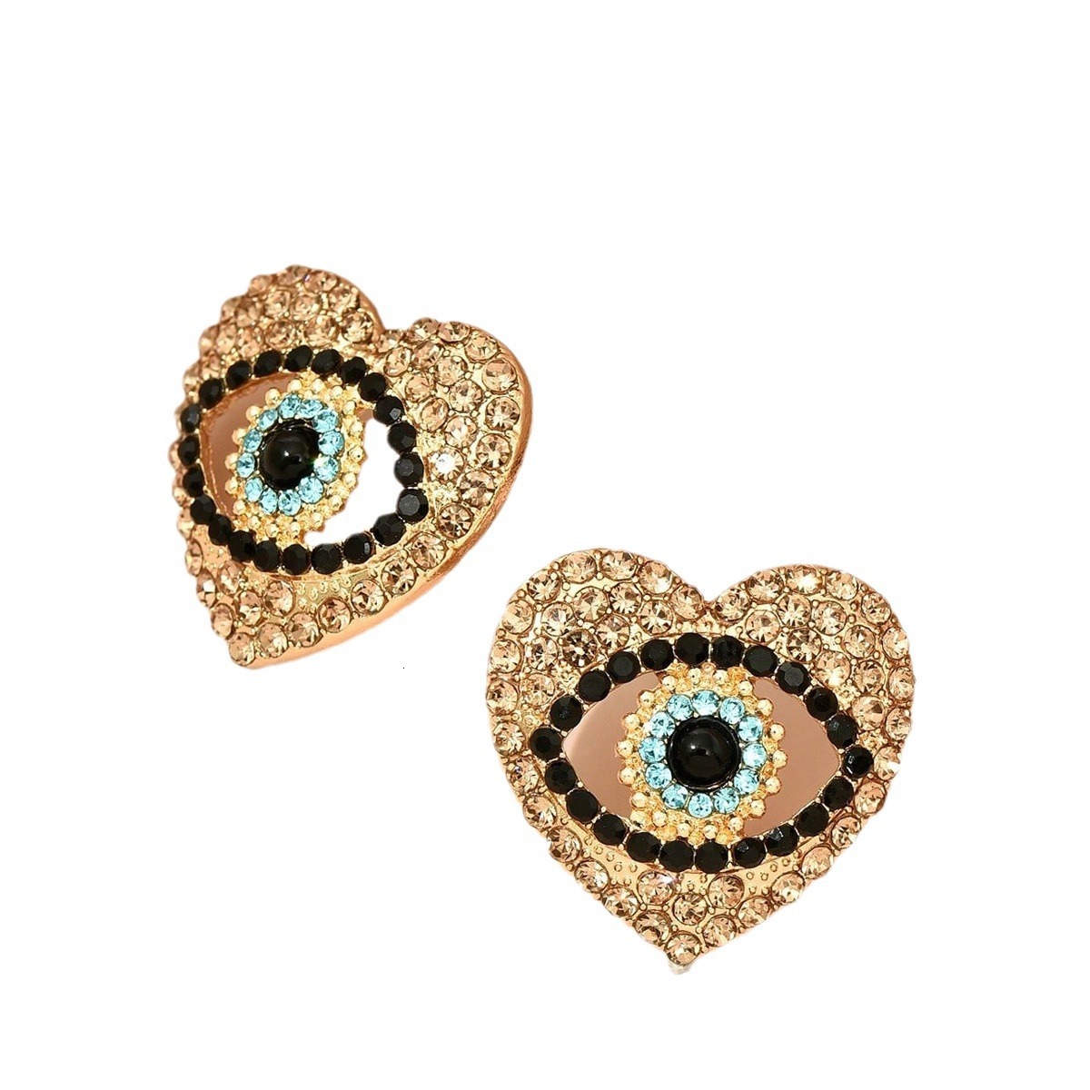 Fashion Heart Inlaid New Personality Hlow Angel Eye Earrings Creative Ear Jewelry