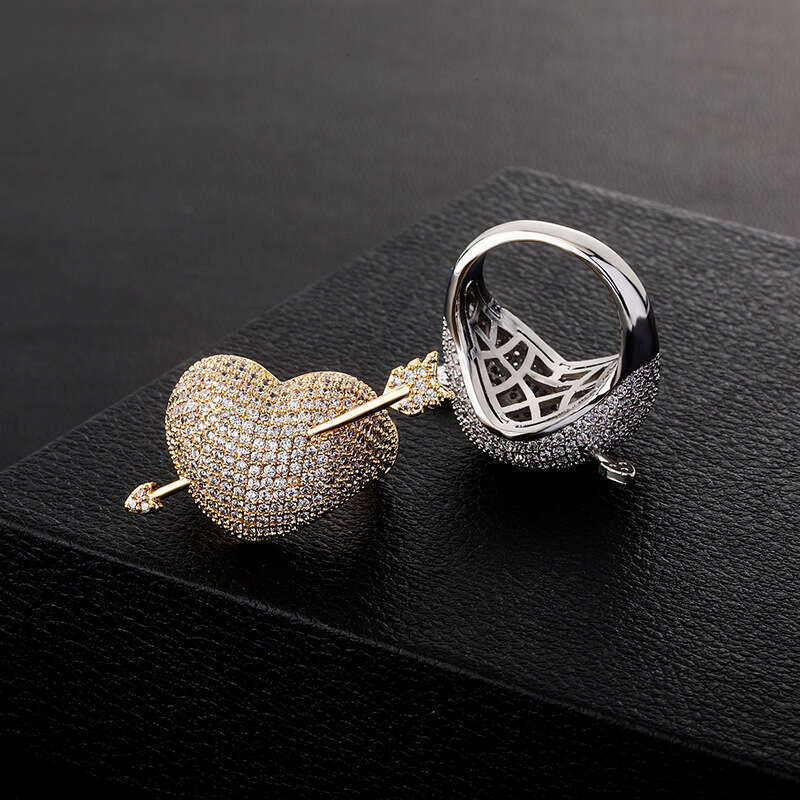 Jin Ao Hip-Hop Boutique One Through 3D Ring Cupid's Arrow Fan Couple Mutual Gift Heart Accessories