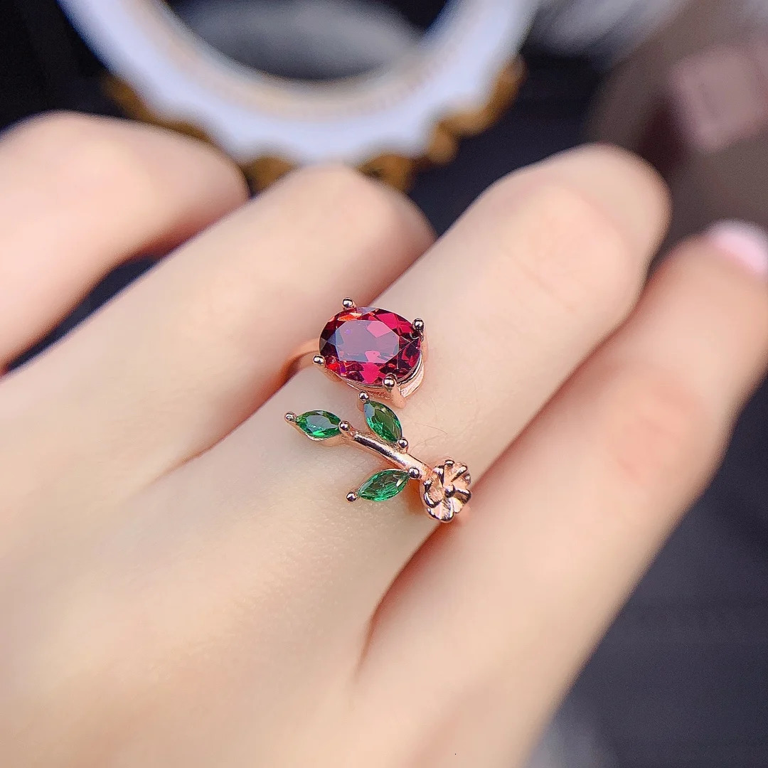 FS Inlay 6*8mm Natural Garnet Ring for Women S925 Sterling Silver Fine Fashion Charm Weddings Jewelry MeiBaPJ With Certificate 250617