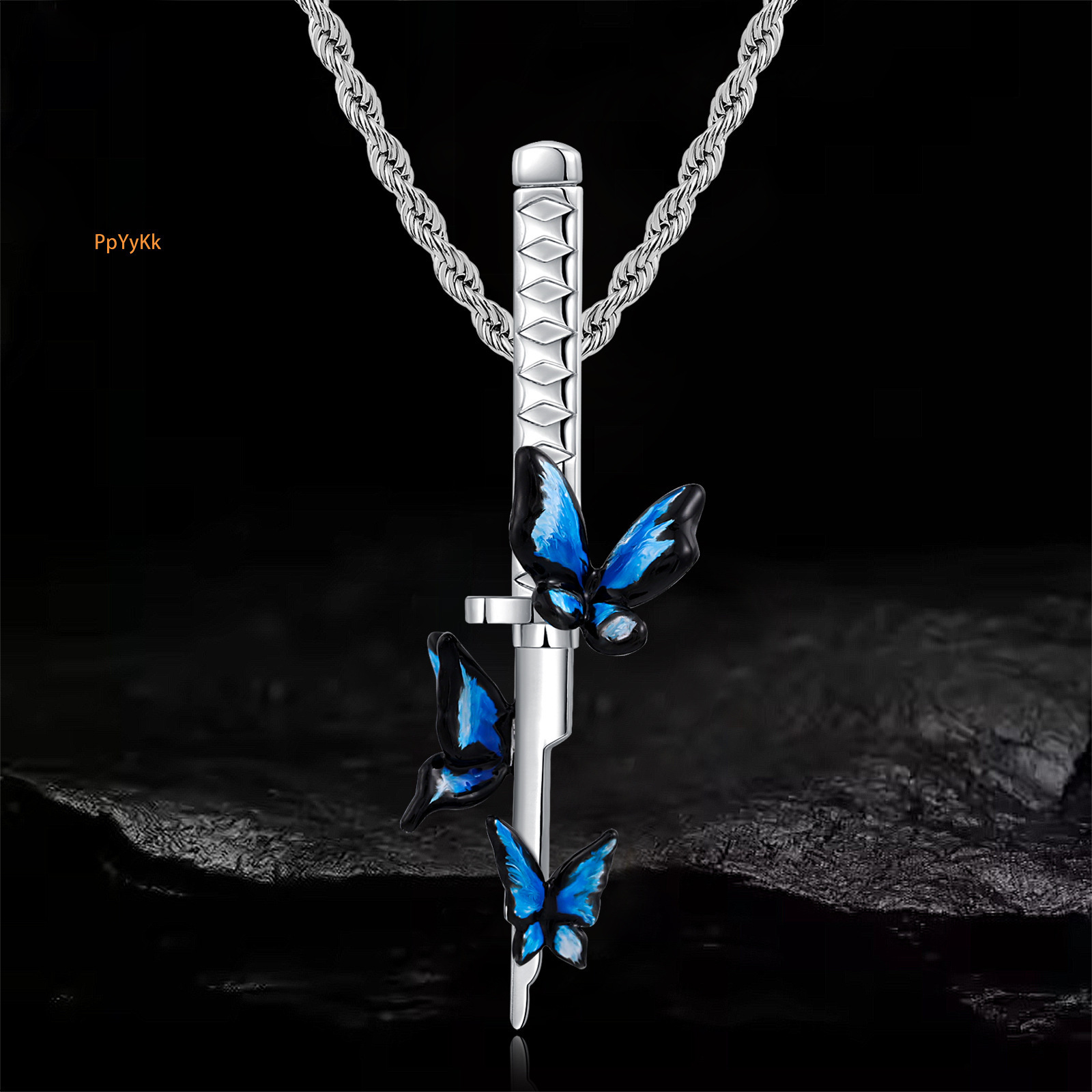 Luxury Colorful Epoxy Butterfly Pendant Dreamy Hip Hop Style Statement Necklace Druzy jewelry