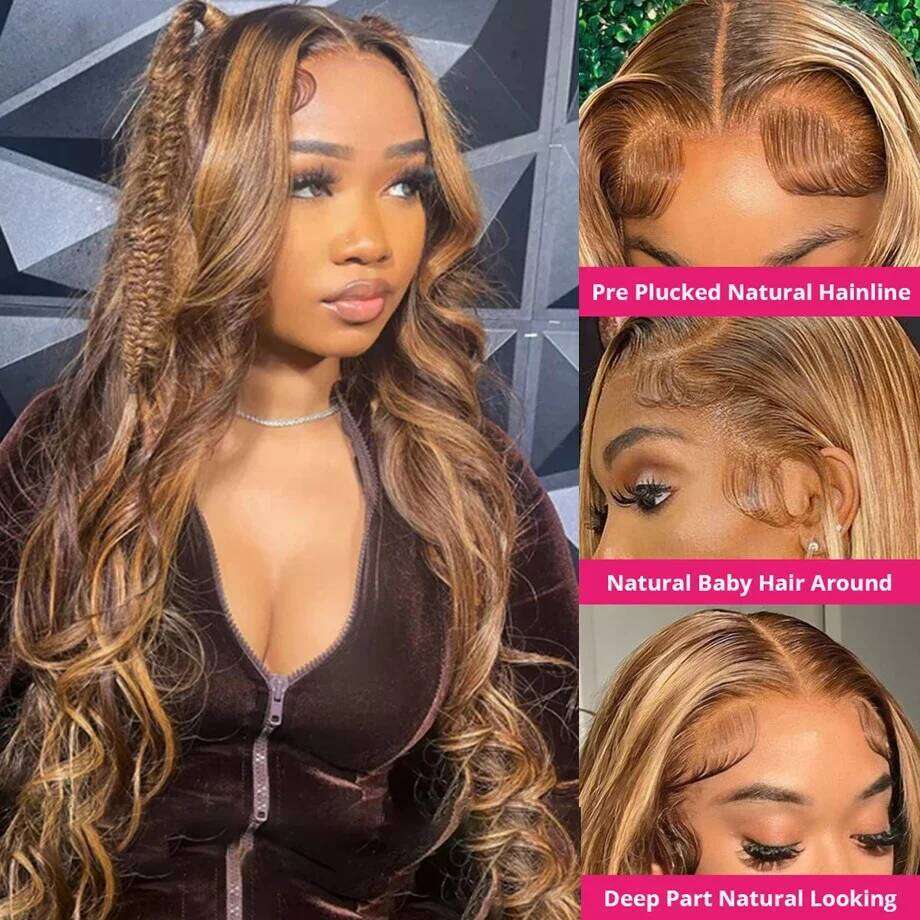 40 Inch Highlight 100% Human 13x6 Hd Frontal Colored Honey Blonde 360 Lace Front Wig Body Wave human Hair Wigs