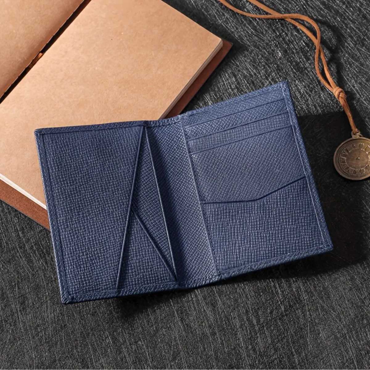 Casual Thin Cowhide Genuine Leather Mens Card Holder Minimalist RFID Blocking Bifold Small Wallet Z250621