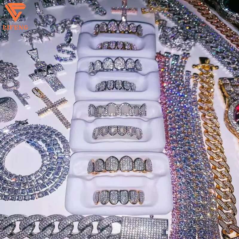 Lifeng Jewelry Custom VVS Moissanite Hip Hop Grillz Iced Out Deep Perm Cut Diamond Rapper Grillz