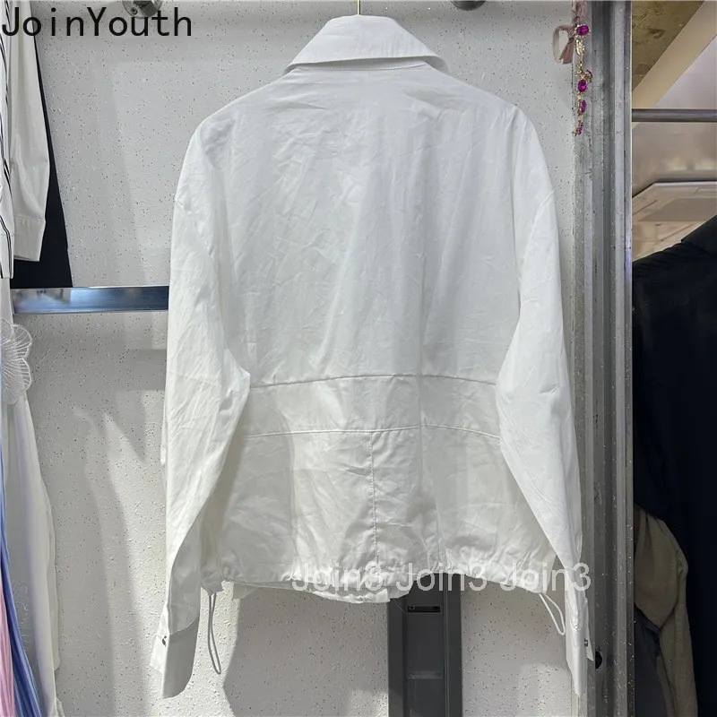 2025 Camisas De Mujer Korean White Blouse Womens Clothing Bow Folds Beading Diamond Shirt Loose Fashion Blouses Tops Female