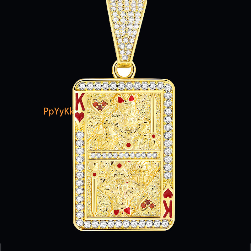 Hip Hop Square Diamond Inlaid Pendant Trendy Brand Men's Unique Necklace Diamond Certified