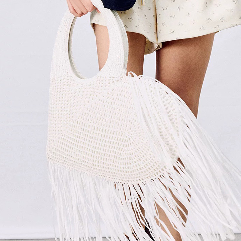 Free shipping designer bag 2025 New Blogger Style Tassel Woven Handbag Fashionable Heart-shaped Handheld Large Bag for Women Unique Trendy
