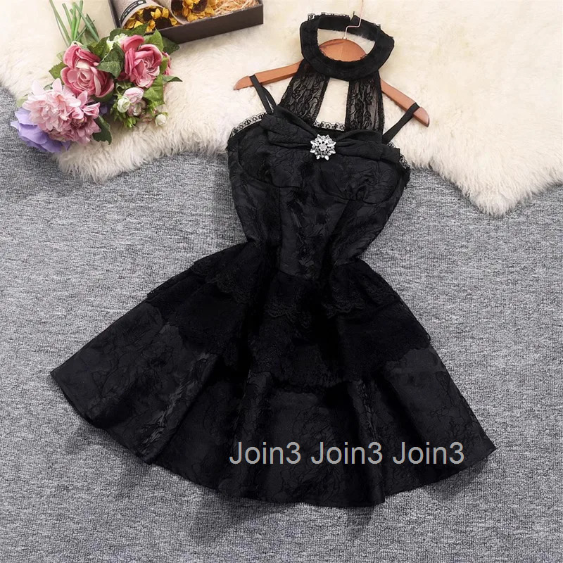 Mini Woman Dress Lace O-neck Sleeveless Robe Femme Bow Hollow Out High Waist A-line Sweet Sexy Summer Dresses Vestidos De Mujer