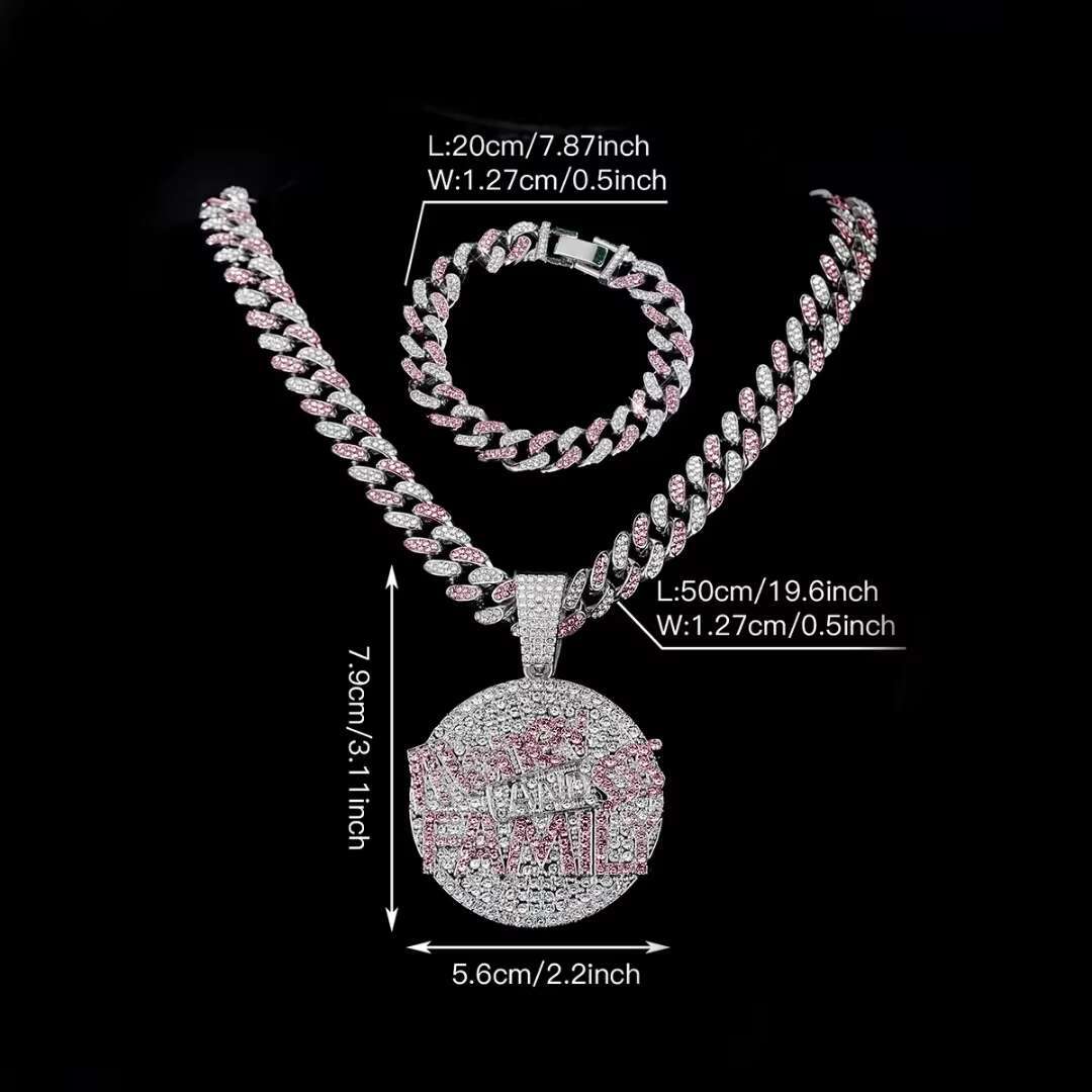 Bold Hip-Hop Money Family Bling Pendant Personalized Moissanite Diamond on Gold Unique Hip-Hop Jewelry