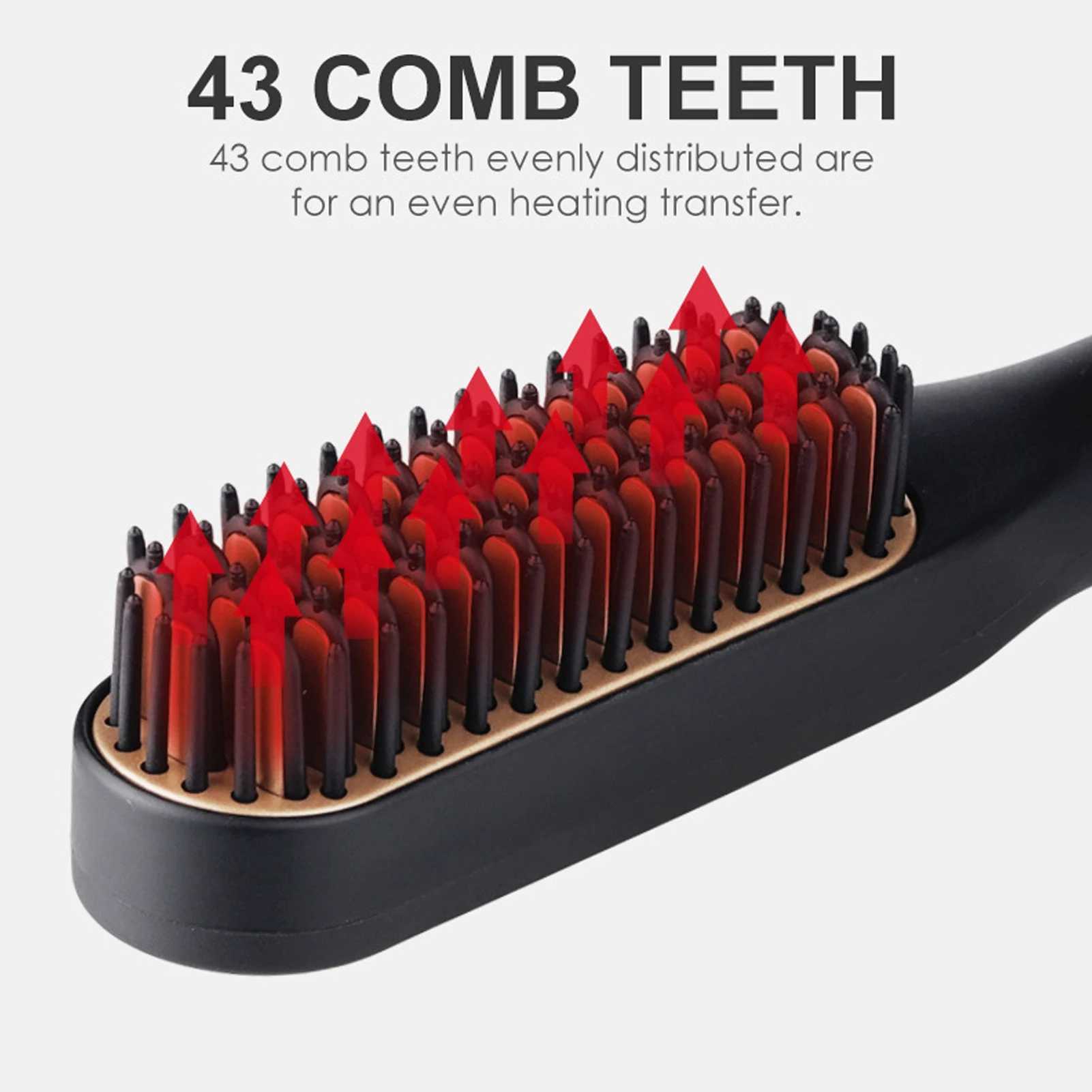 Beard Straightener Brush Heated Men Hair Comb Electric Beard Straightening Comb Multifunctional Beard Straightener Brush for MenXJ250621