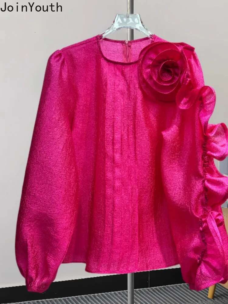 Blusas De Mujer Blouse for Women Temperament 3D Floral Long Sleeve Shirts O-neck Loose Tops Loose Vintage Summer Blouses 63c632
