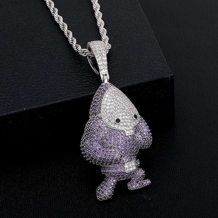 National Trend Jewelry Crazy Flat Kid Hip-Hop Pendant Solid Copper Full Dia Men's Necklace Trendy Accessories