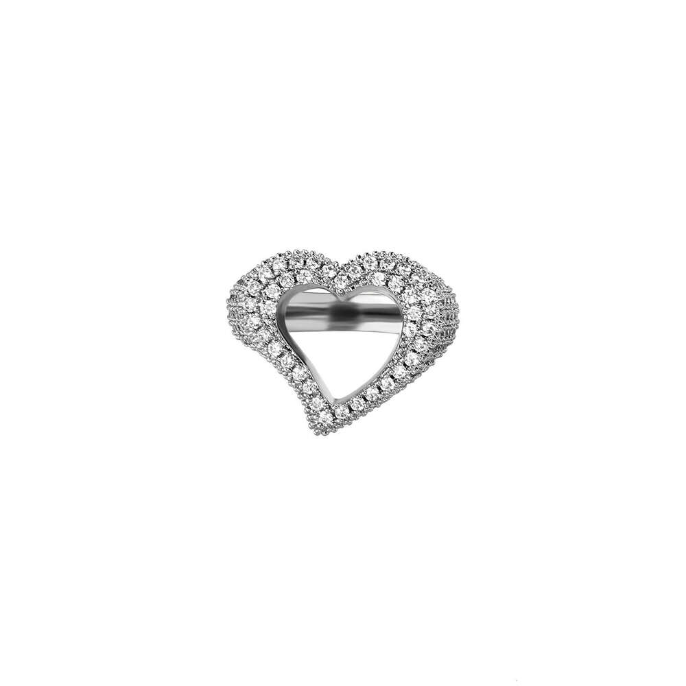 Hollow Heart Zircon Personality Hip-Hop Couple Ins Internet Celebrity Fashion Sense Ring
