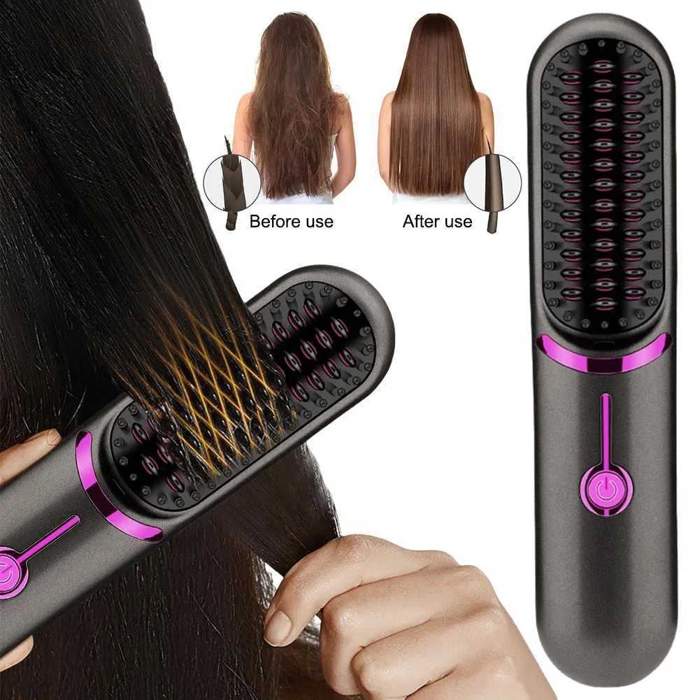 Wireless Straight Hair Comb 5200mAh Hair Straightening Brush Anti-Scalding Cordless Hair Straightener Brush for Hairstyler SalonXJ250621