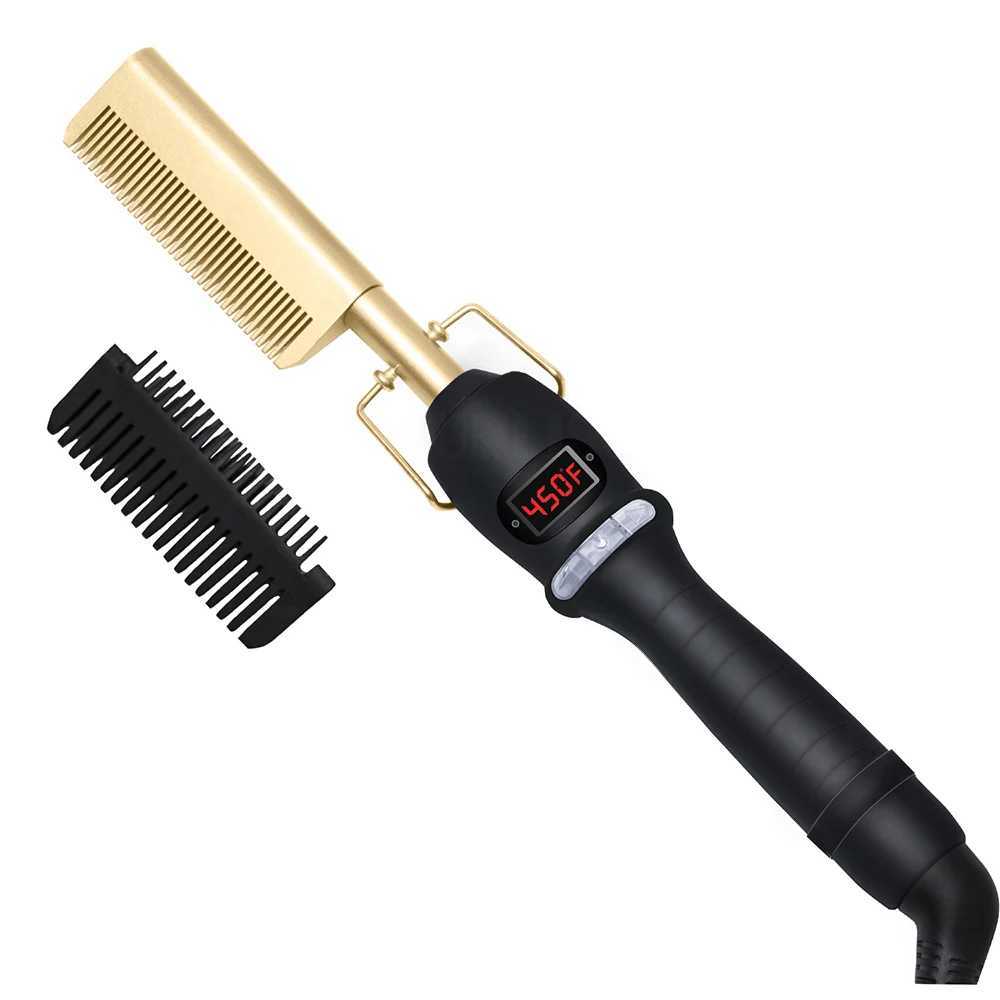 Hair Straightener Brush Smoothing Iron Hot Comb Straightener for Wigs Professional Hair Straightening Brush Ceramic Hair CurlerXJ250621