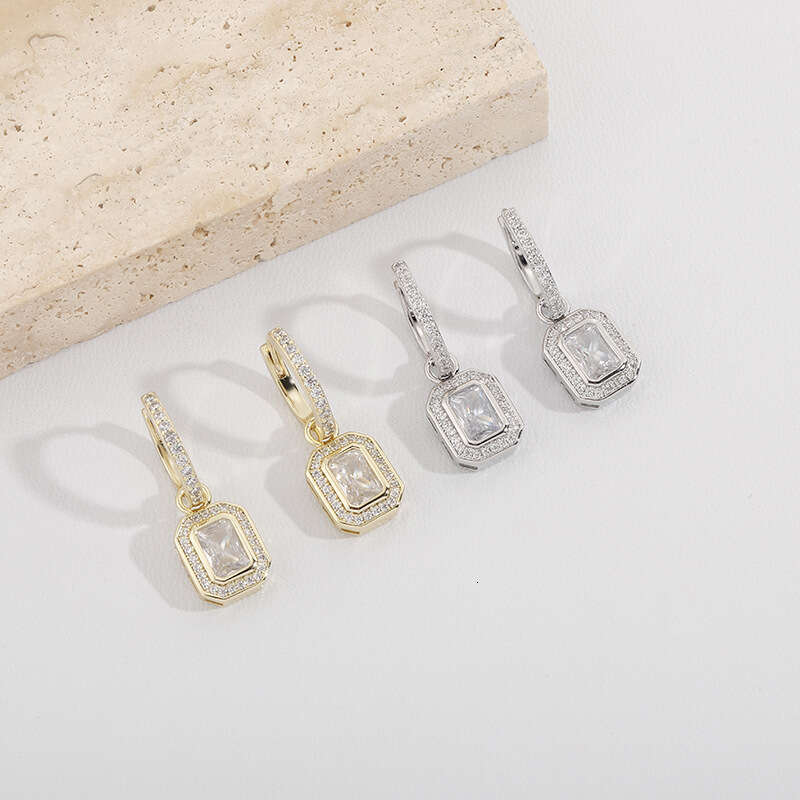 Square Zircon TikTok Live Hip-Hop Personality Versatile Women's Earrings
