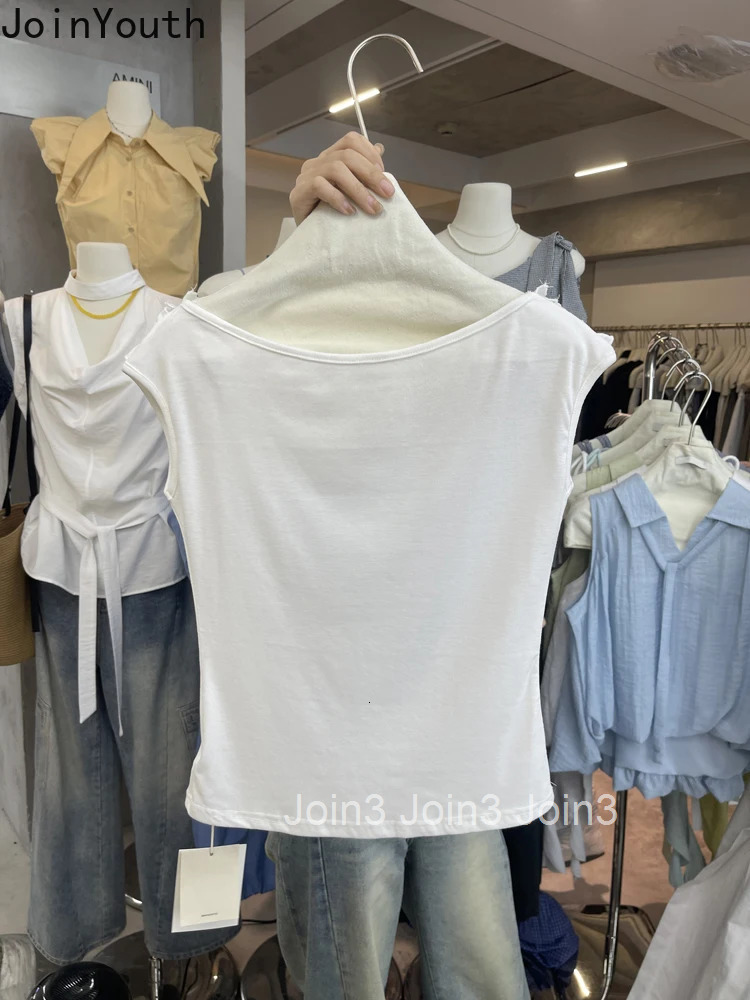 Sexy Woman Tshirts Summer White Tees Ruffles Tunic Camisetas Off Shoulder Fashion Tops Tunic Korean T-shirt 2025 Womens Clothes
