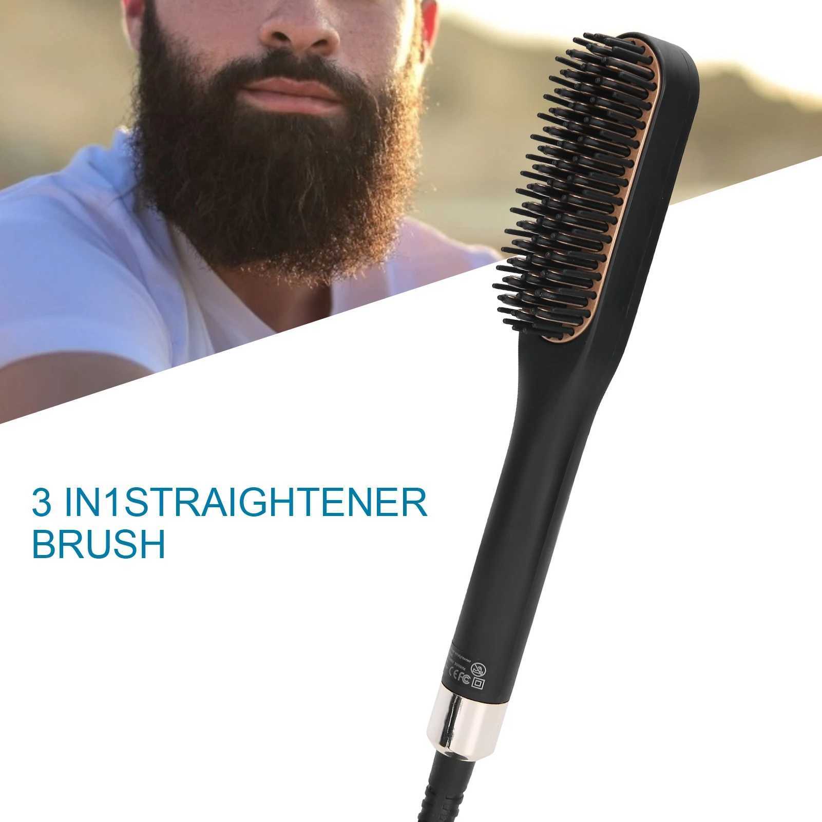 Hot Comb Electric Beard Straightening Comb Brush for Men Multifunctional Beard Straightener Brush Men Quick Hair StylerXJ250621