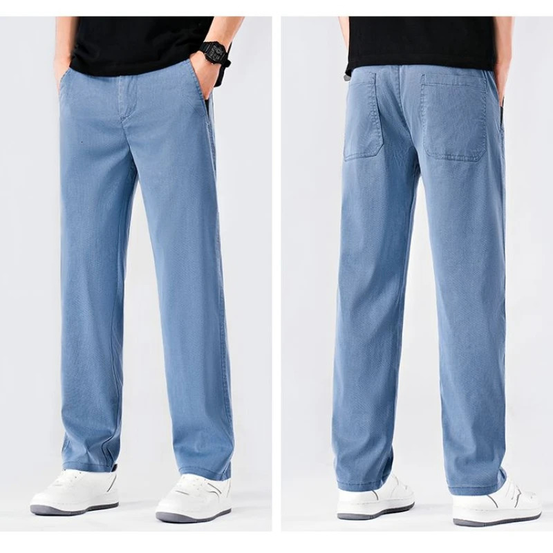Wide Leg Jeans Men Baggy Pants Summer Straight Cut Loose Retro Blue Denim Pants Streetwear Fashion Pockets Vintage Man Clothes 250617