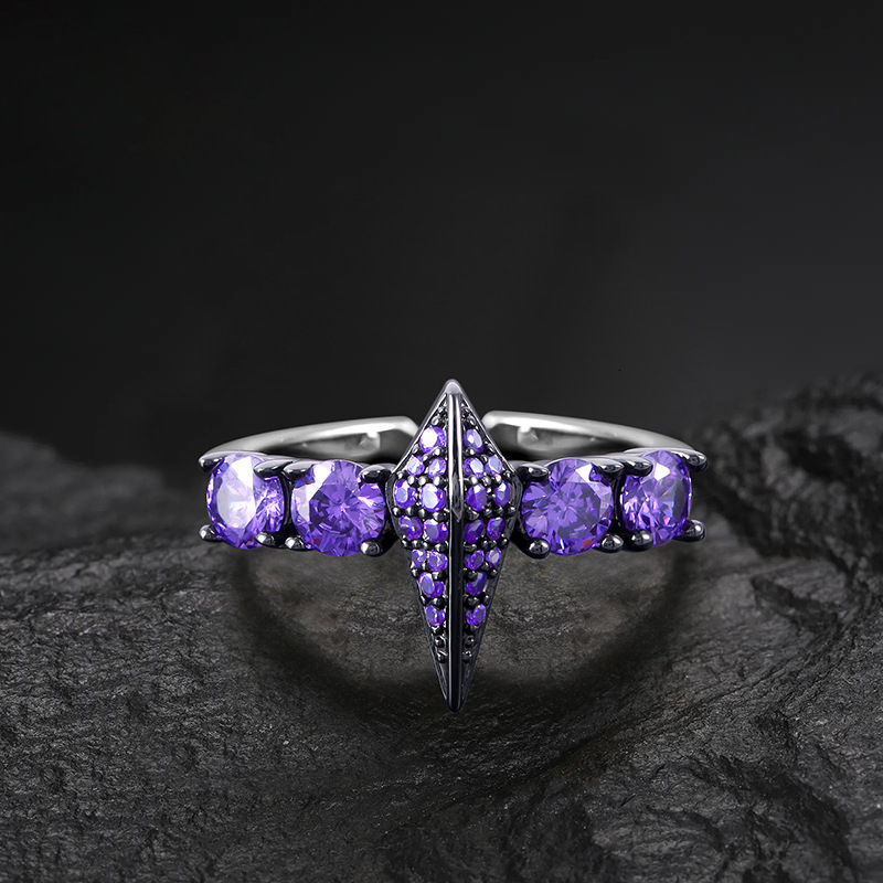 Luxury Jewelry Unique Design Hip Hop Dark Style Irregular Cross Geometric Adjustable Ring Unisex Versatile Couple Finger Ring