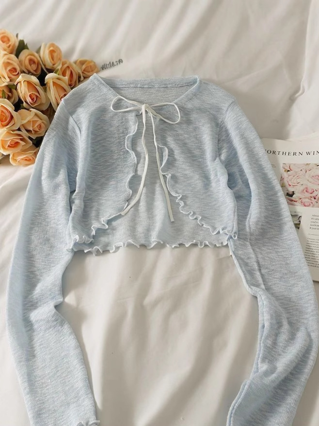 K1100 Summer short sun protection cardigan with ice silk knit sweater for women with short skirt and shawl thin coat