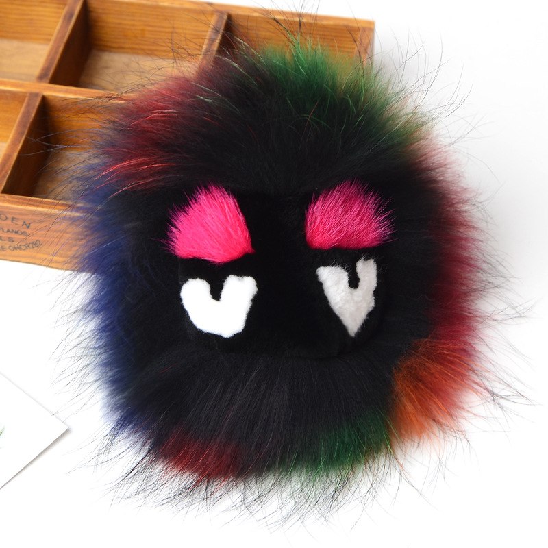 Furry Monster Car Bag Pendant Keychain - Wool Ball Hanging Decoration for Home & Office