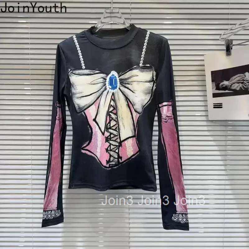 2025 Ropa Mujer Harajuku T Shirts for Women O-neck Long Sleeve Tunic Tees Fashion Butterfly Print Camisetas Casual Y2k Tshirt
