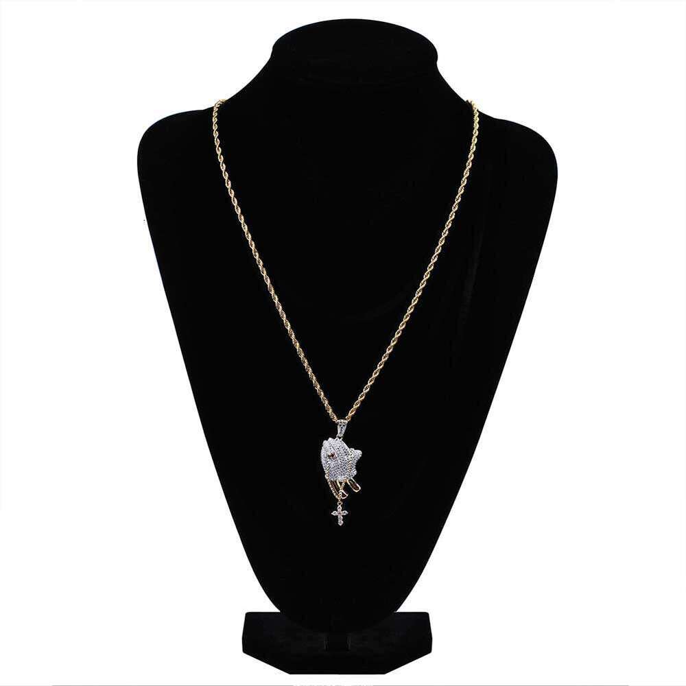 Hip Hop Prayer Gesture Pendant Necklace for Men and Women Trendy Ins Style