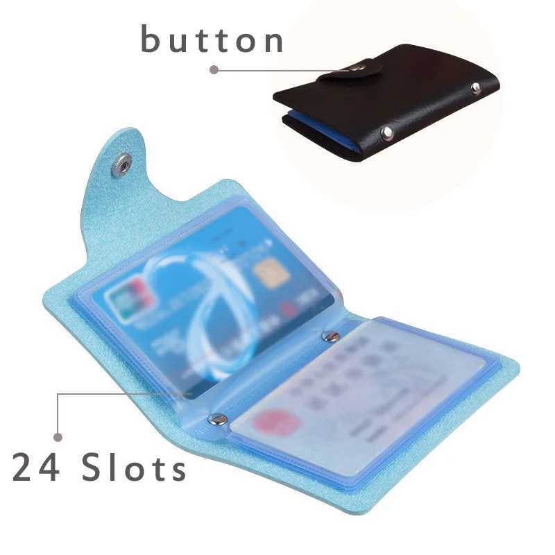 Multi-pocket PU Leather Card Holder With Button Women Men Credit ID Card Organizer Business Card Holder 24 slots Cardholder Z250621