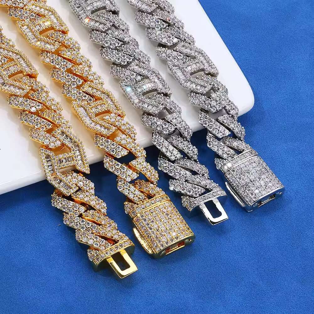 Hot Sale Hip Hop S925 Silver Moissanite Necklace Cross Border Custom Jewelry for Men Versatile Pig Nose Cuban Chain