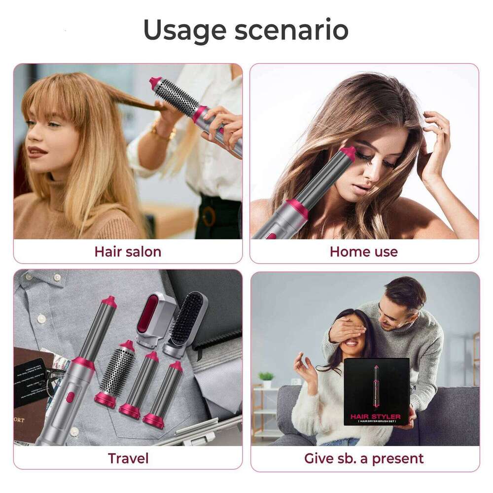 New 5 In1 Dryer Iron Straightener Brush Electric Hairdryer Curling Wand Styling Comb Multi Hair Styler
