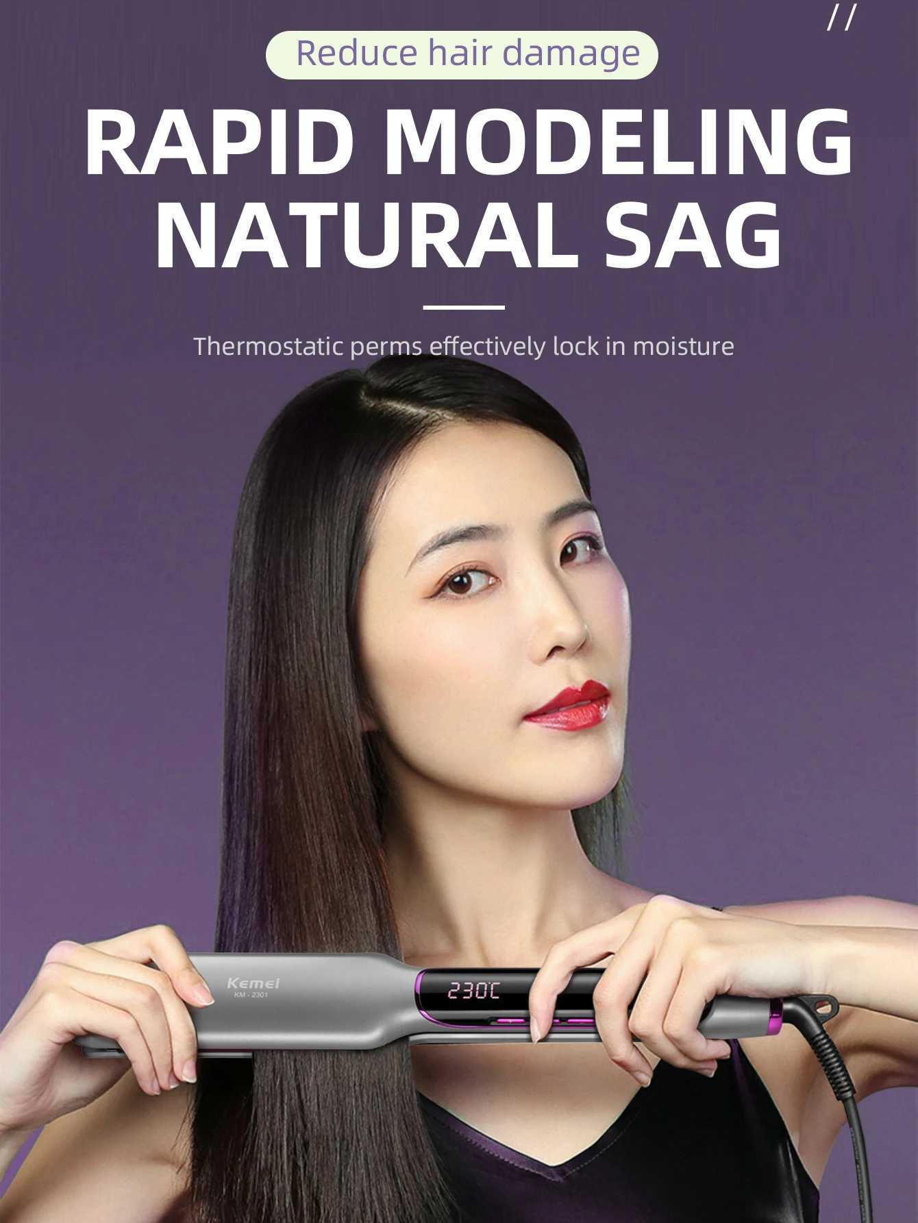 KEMEI Professional Hair Straightener with LCD Display Flat Iron Negative Ion Infrared Hair Straighting Iron Hair Care for WomanXJ250621