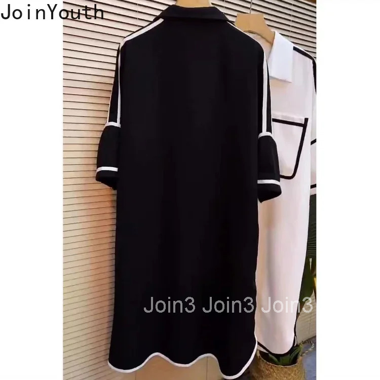 2025 Blusas Mujer De Moda Summer Blouse for Women Oversized Tops Fashion Casual Pockets Shirts Korean Vintage Black Blouses