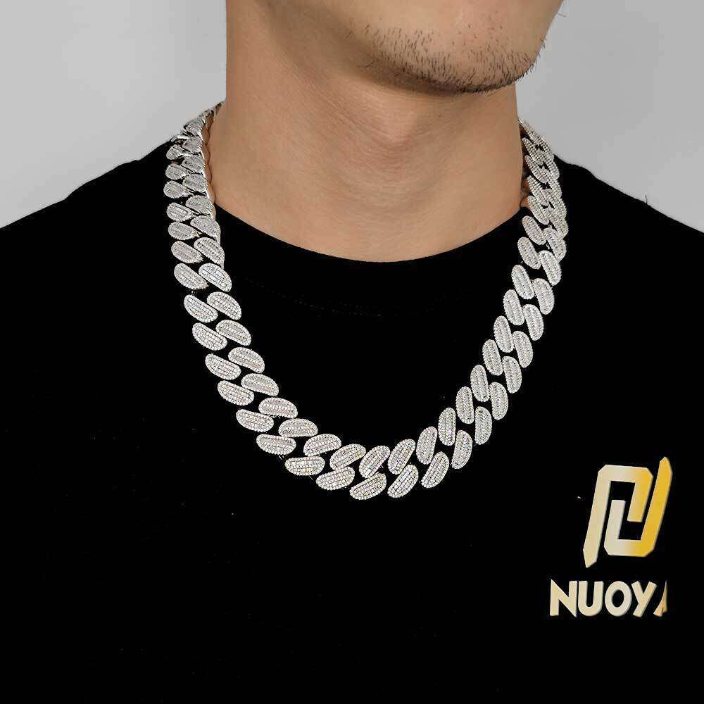 Hip Hop 20mm Mixed Double Row T Cubic Zirconia Cuban Chain Trendy Brand Men's Necklace Bracelet bf7a