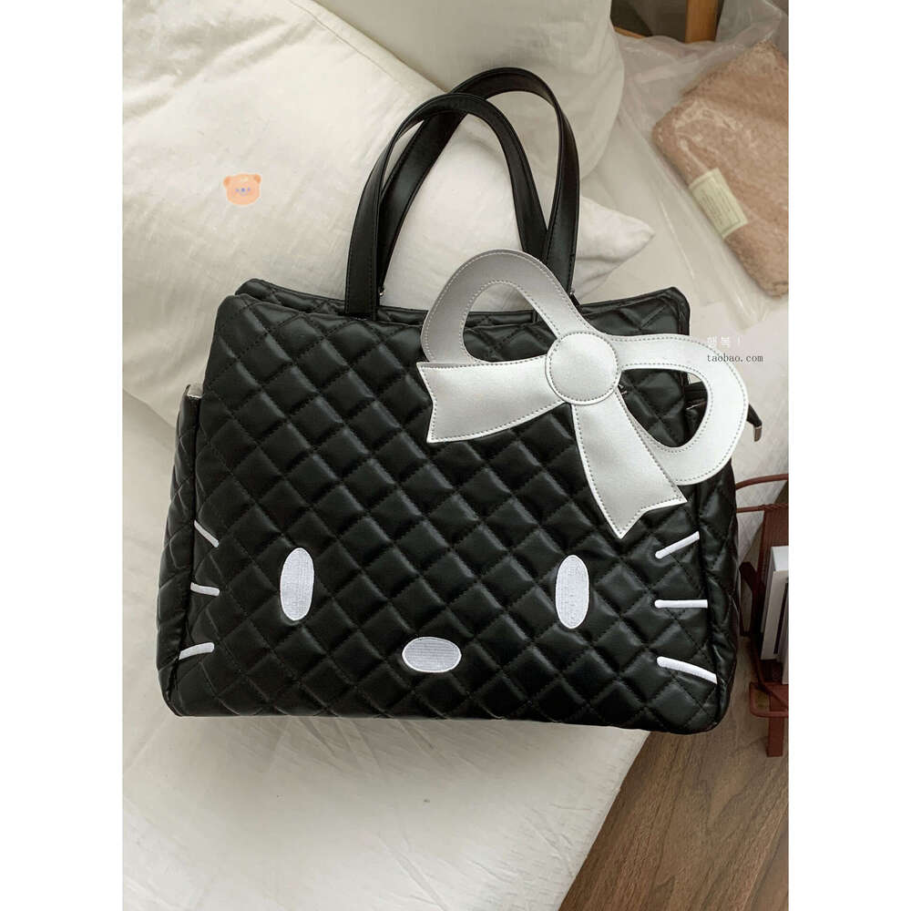 designer bag Korean Style Cute Cartoon Cat Handbag Women's 2024 New Quilted Tote Bag Large Capacity Backpack