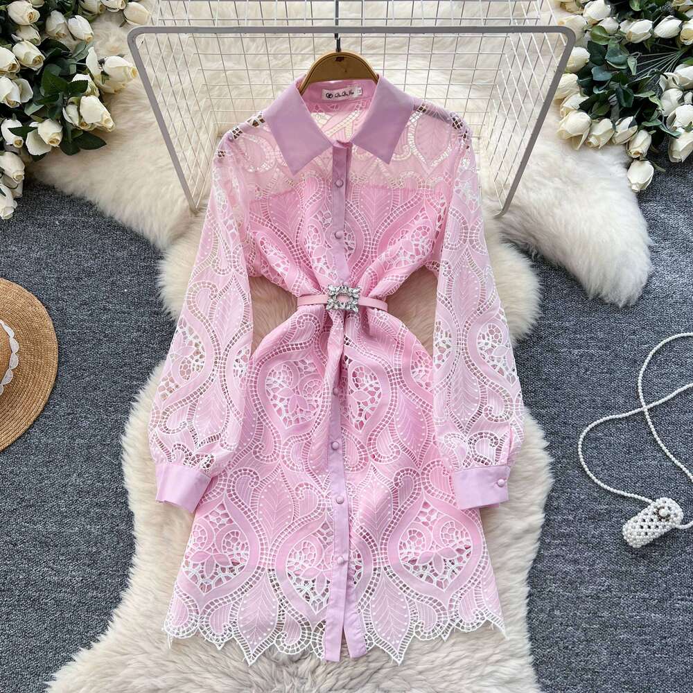 Elegant Hook Flower Hollow Embroidered Vestidos Dress Slim Women Evening Party Summer Clothing Ceremony Dresses