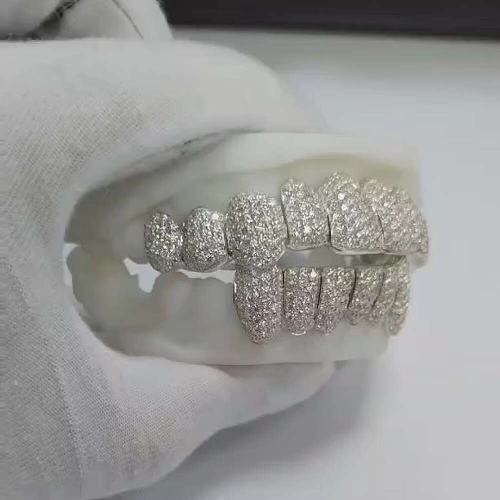 925 Sterling Silver Custom Hip Hop Tooth Jewelry Iced Out Vvs Moissanite Diamond Grillz for Men Rapper Teeth