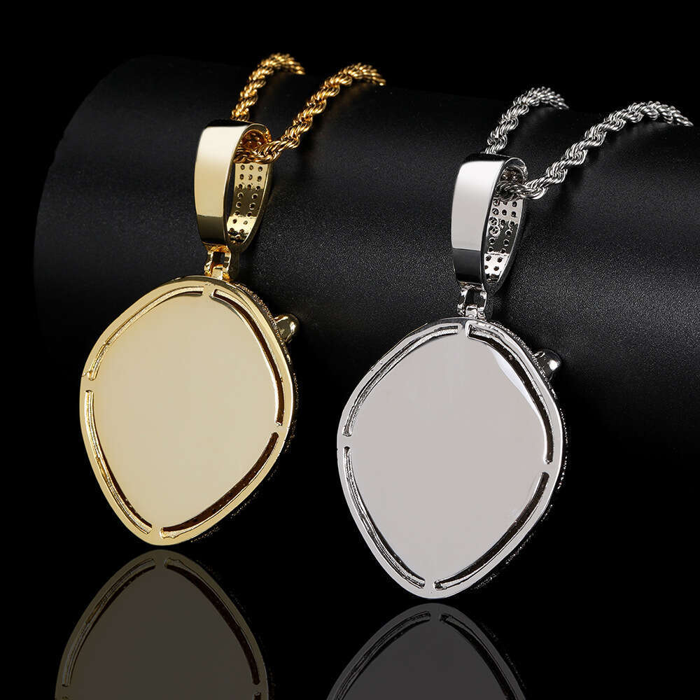 Micro Paved Zircon Solid Lion Head Pendant Real Gold Plated Trendy Hip Hop Men's Necklace Accessory 8aa1