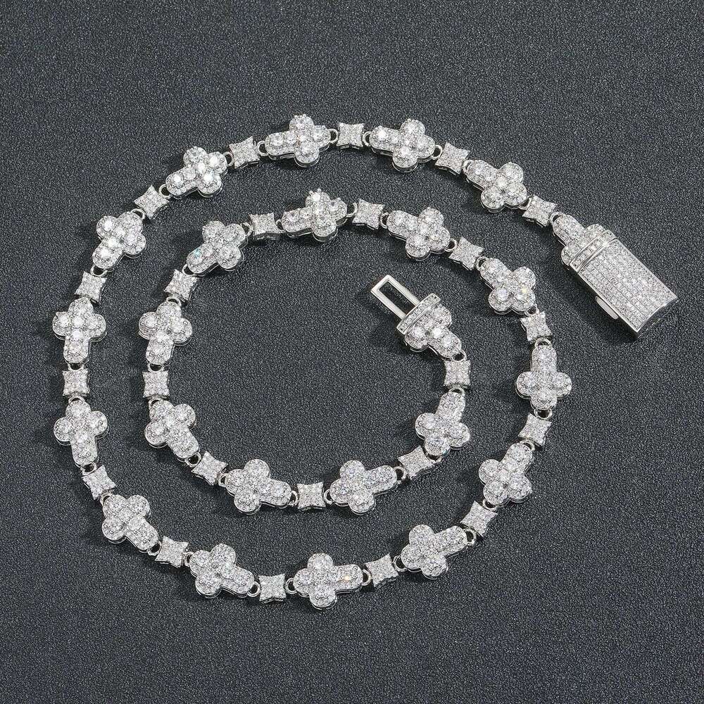 Personality Hip-Hop 10mm Cross Full Zircon Necklace Unisex Trendy Niche Jewelry 294f