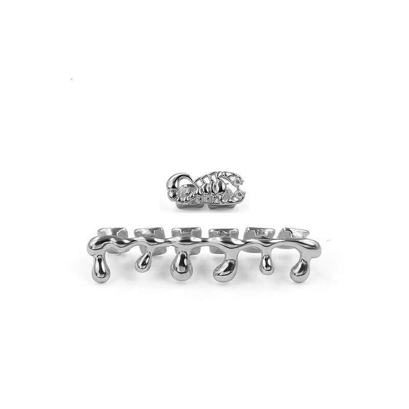 Trendy Men's Rap Style Decorative Set Halloween Oil Drip Cool Big Gold Teeth Personality Versatile