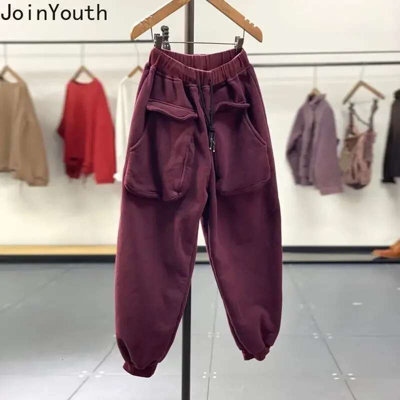 Harajuku Joggers Fashion Korean Y2k Cargo Pants for Women Pantalon Femme Thick Trousers Streetwear Casual Pockets Sweatpants