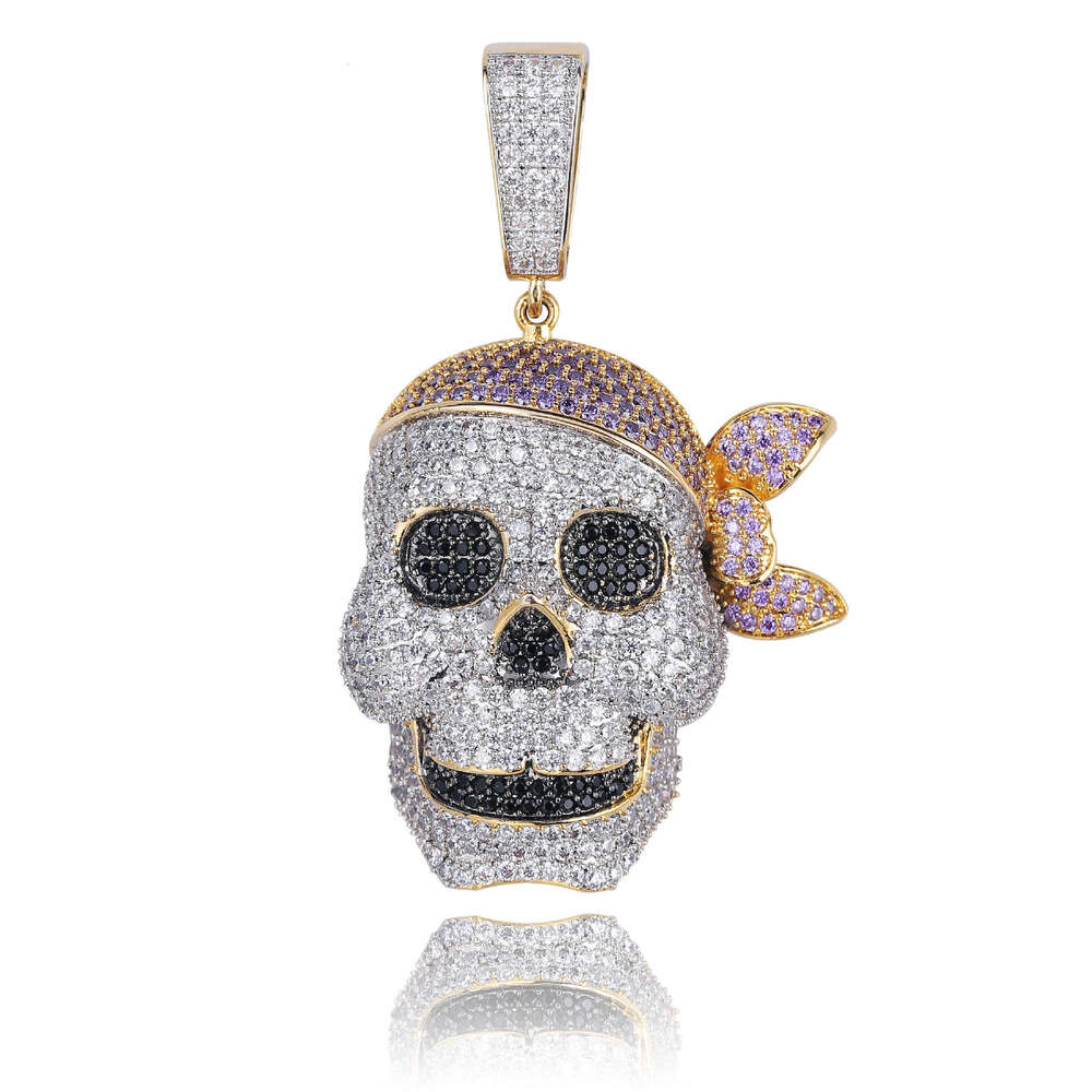 Jin Ao Pirate Skull Hip-Hop Pendant Men TikTok Full Zircon Personality Necklace