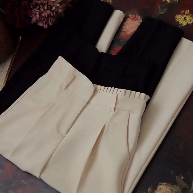 Harem Pants Women Clothing High Waist Tunic Casual Pantaon Femme 2025 New Bottoms Sweet Ruffles Fashion Temperament Trousers