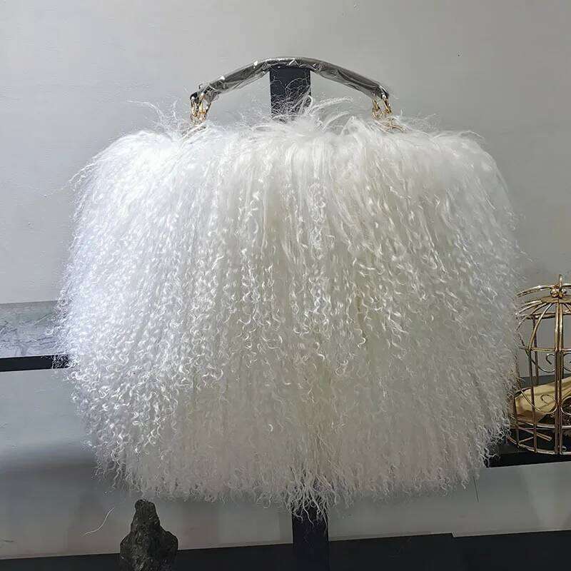 Real Fur Pearl Chain Shoulder For Women Designer Purses And Handbags Women's Party Clutch Crossbody Bag High Quality 2025/06/22