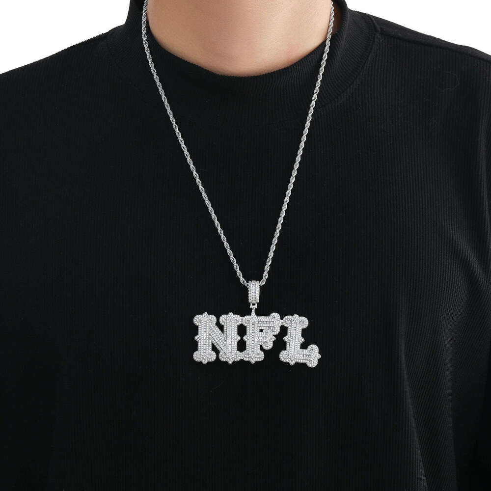 New Hip-Hop Full Dia Cloud Pattern Spiked Rock Candy DIY Splicing Combination Pendant Letter Necklace 1ba3