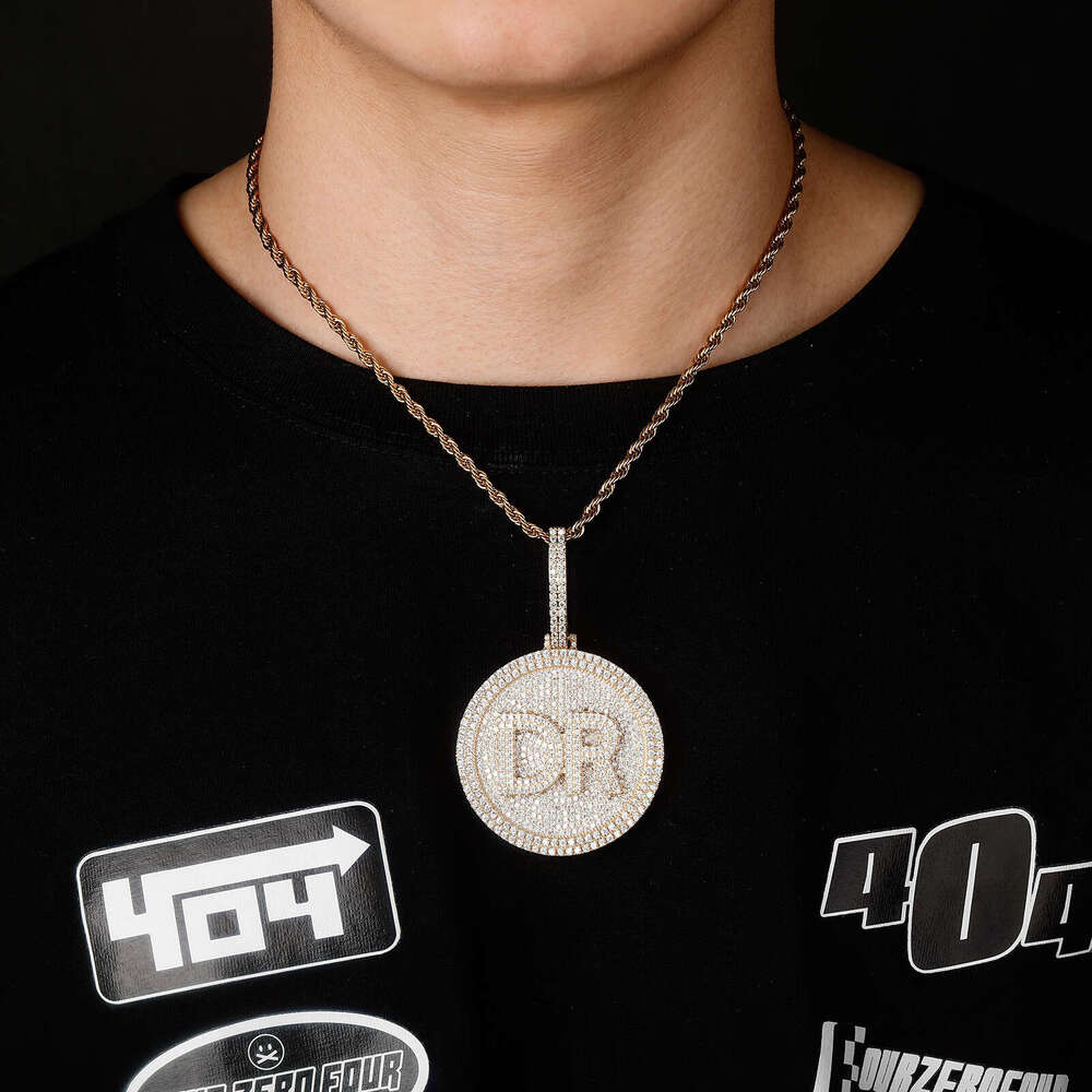 Jin Ao New Full Dia Round Hip-Hop Pendant Necklace Letter DIY
