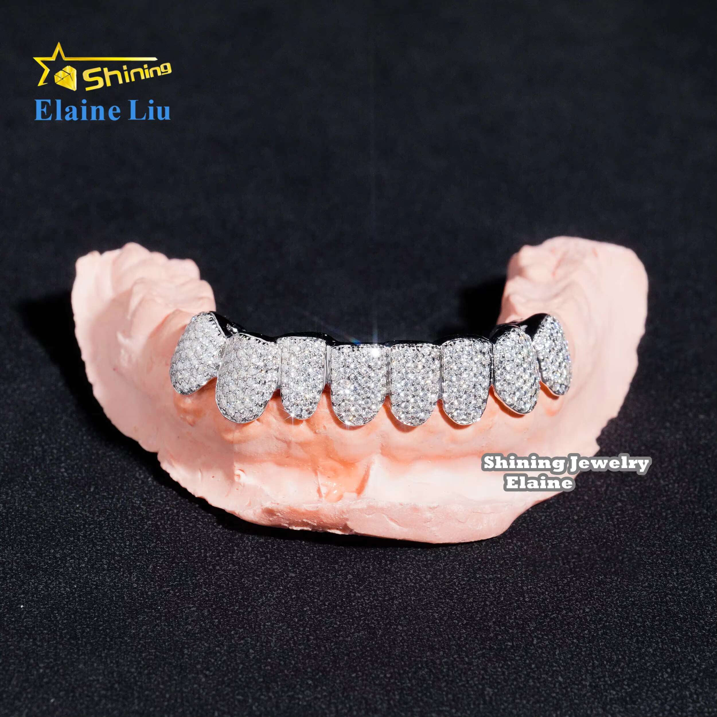 Custom Silver 925 10k 14k 18k Real Gold Grillz Hip Hop Jewelry Iced Out Vvs Moissanite Diamond Customize Grillz