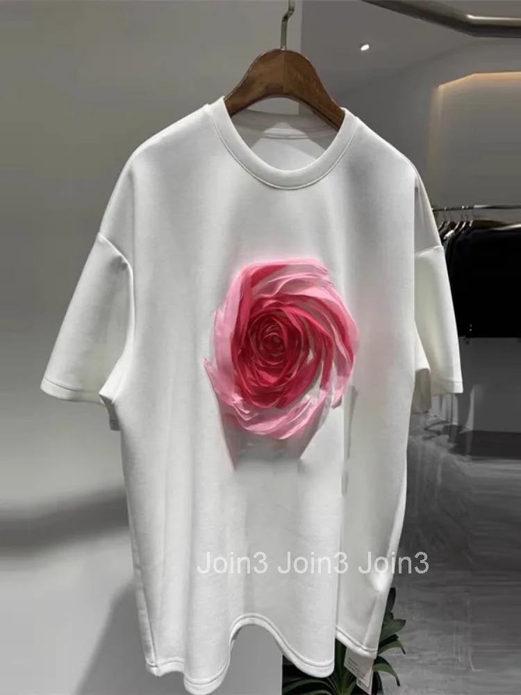 2025 Shirts for Women Summer T Shirts O-neck Short Sleeve Floral Camisetas Loose Tops Ropa Mujer Casual Fashion Korean Tshirts